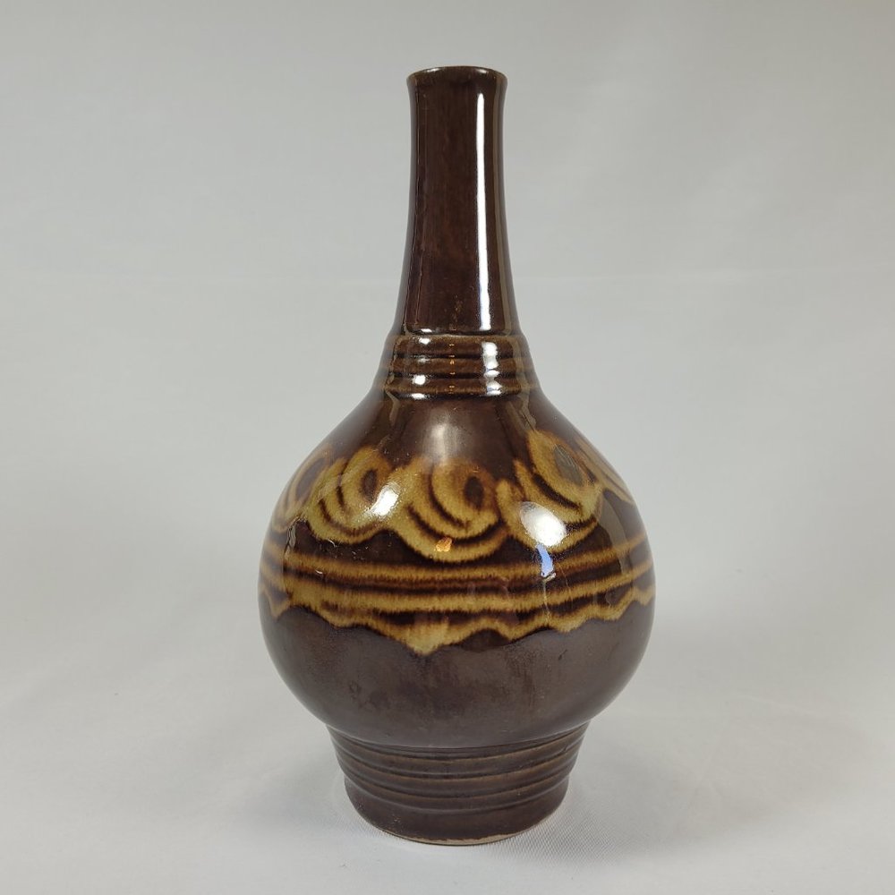 70s Retro Bohemian Ceramic Vase Made in Poland